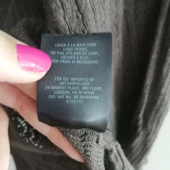 Anthropologie Sparrow Lightweight Open Knit Cotton Cashmere Brown Cardigan Med - Picture 11 of 14
